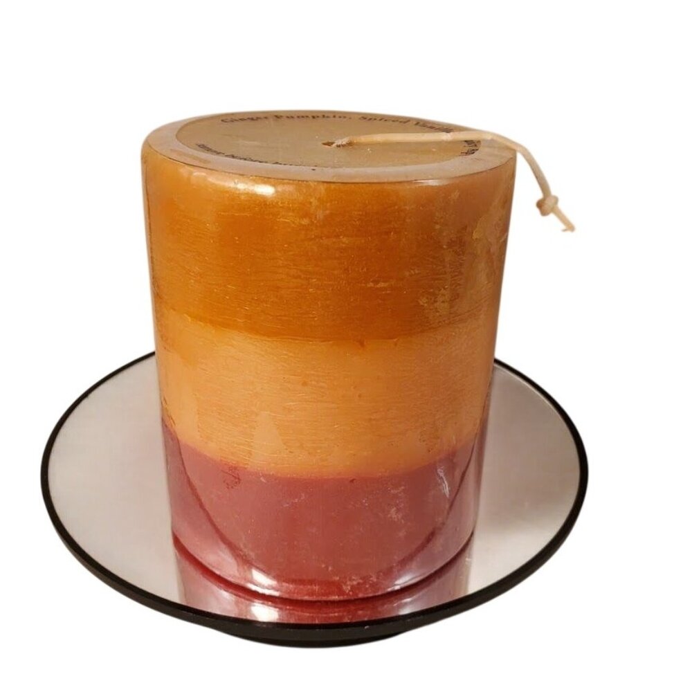 MVP Group Ginger Pumpkin Spiced Vanilla Juicy Apple Pillar Candle 4.5in